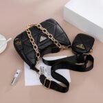 大人気 プラダ ショルダーバッグ ピンク ブラック PRADA Shoulder Bag Pink Black 番号PR004 - 画像 (3)