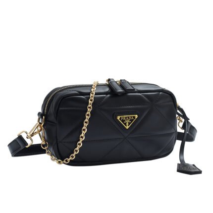 新品 大人気 Prada プラダ ショルダーバッグ  PUレザー バッグ スマホ収納可 ブラック ホワイト Prada Shoulder Bag Pink Black 番号DBPR007